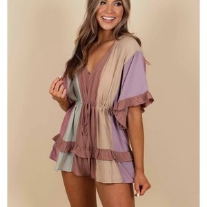 “Took my Heart” Color Block Romper